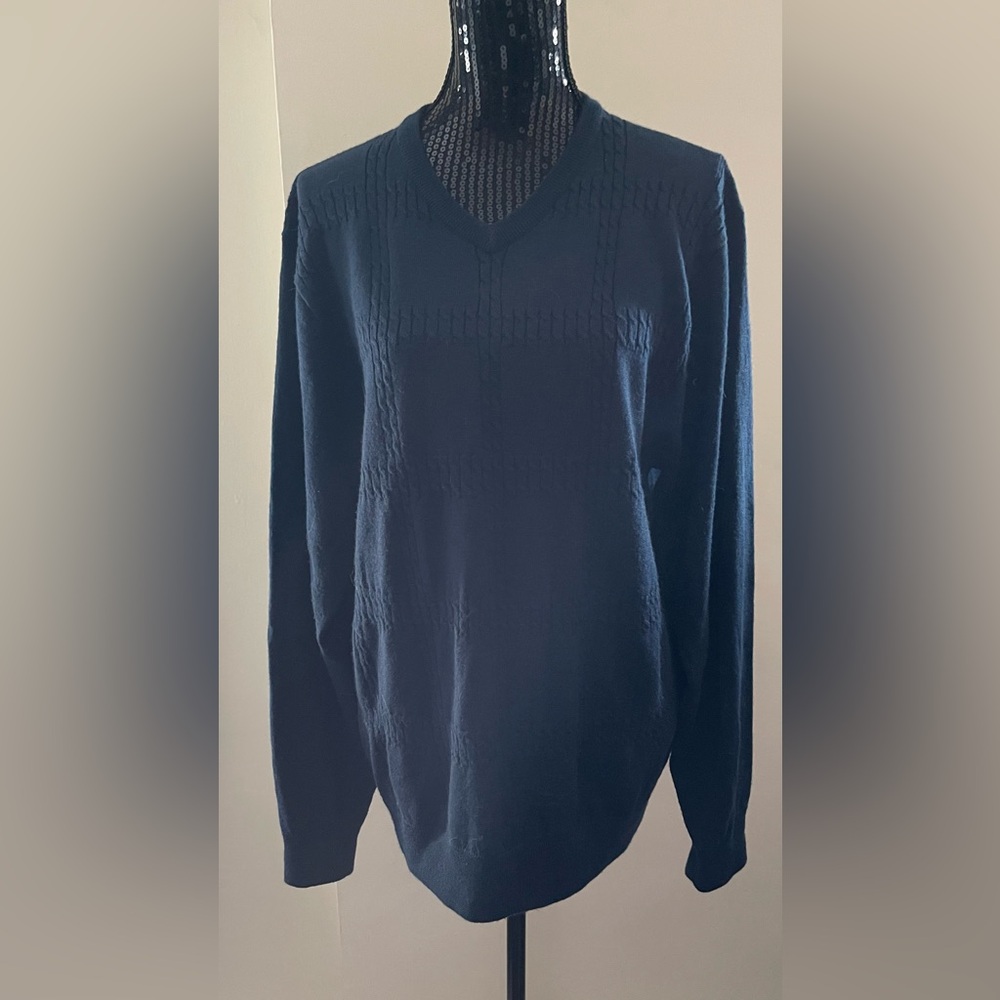 Pierre Cardin Navy Blue V-Neck Sweater Size Medium